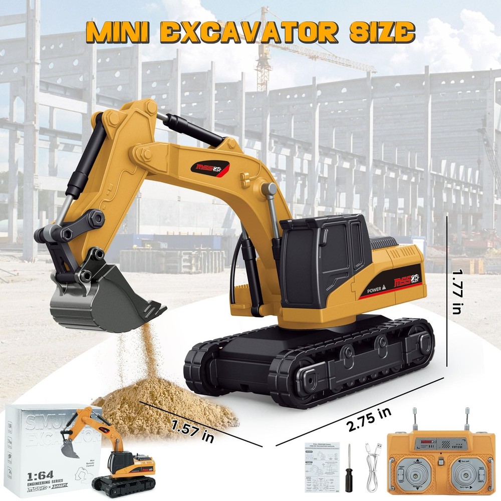 BRRRRT 1/64 Full Proportion Remote Control Excavator,Remote Control Construct...