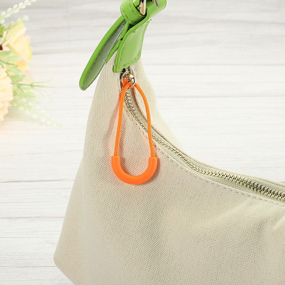 20 x Zipper Pulls Extension Handle Cord Finger Plastic U-Shape Orange