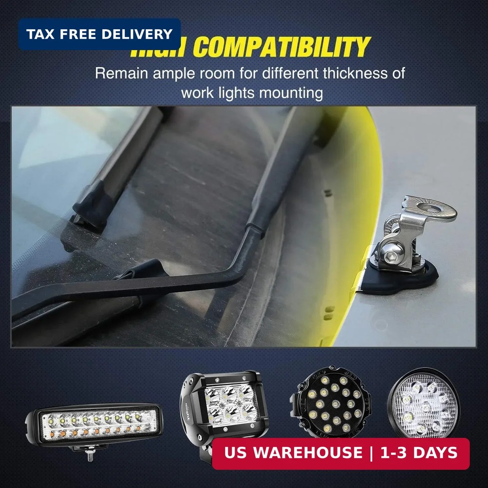 Nilight LED Light Bar Mounting Bracket 2PCS Universal Adjustable Pillar Hood