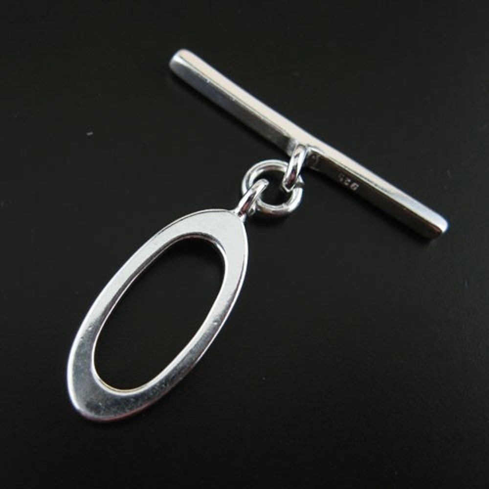 Sterling Silver Toggle - Big Smooth Oval Shape ( 24mm - 1 set)