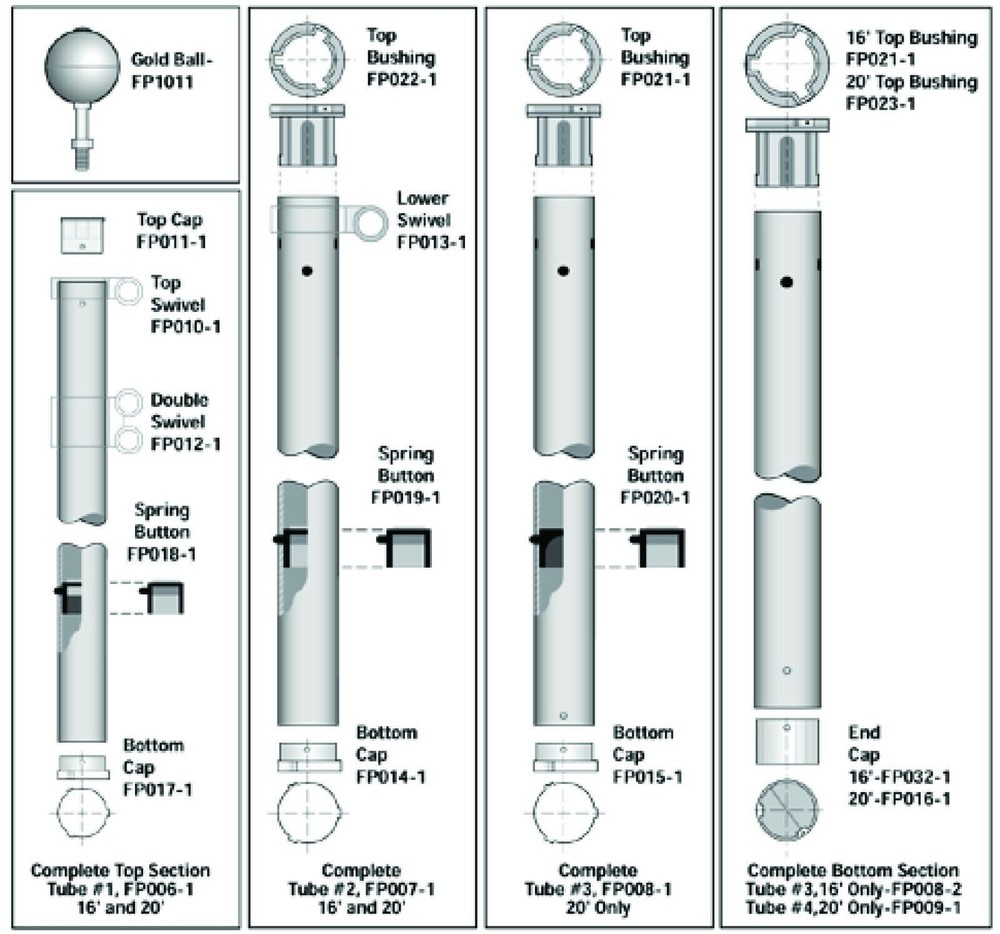 SunSetter Flagpole Tube #1 Bottom Cap Replacement Part FP017-1