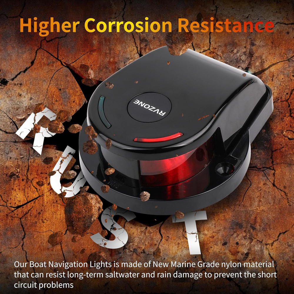 LED Boat Navigation Lights, IP67 Waterproof, (Black)