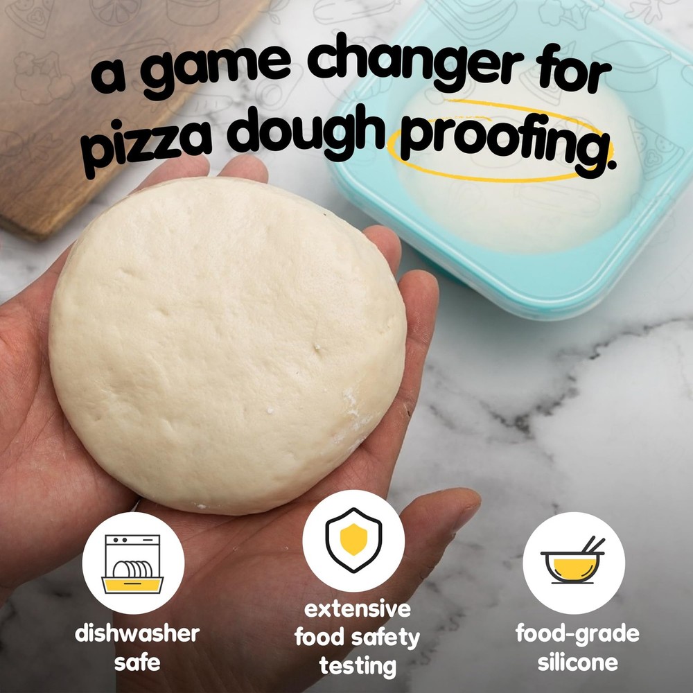 Stackable Silicone Artisan Pizza Dough Proofing Proving Containers with Lids-...