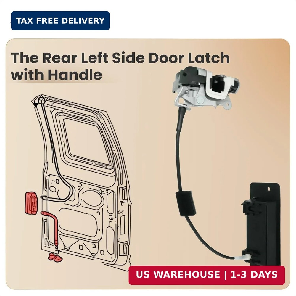 Left Driver Side Rear Cargo Door Latch with Handle for 1992-2019 Ford E150 E250