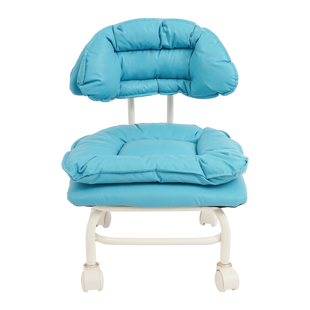 Minimalist Style Rolling Stool W/ Back Rest Sponge Heavy Duty Rolling Stool