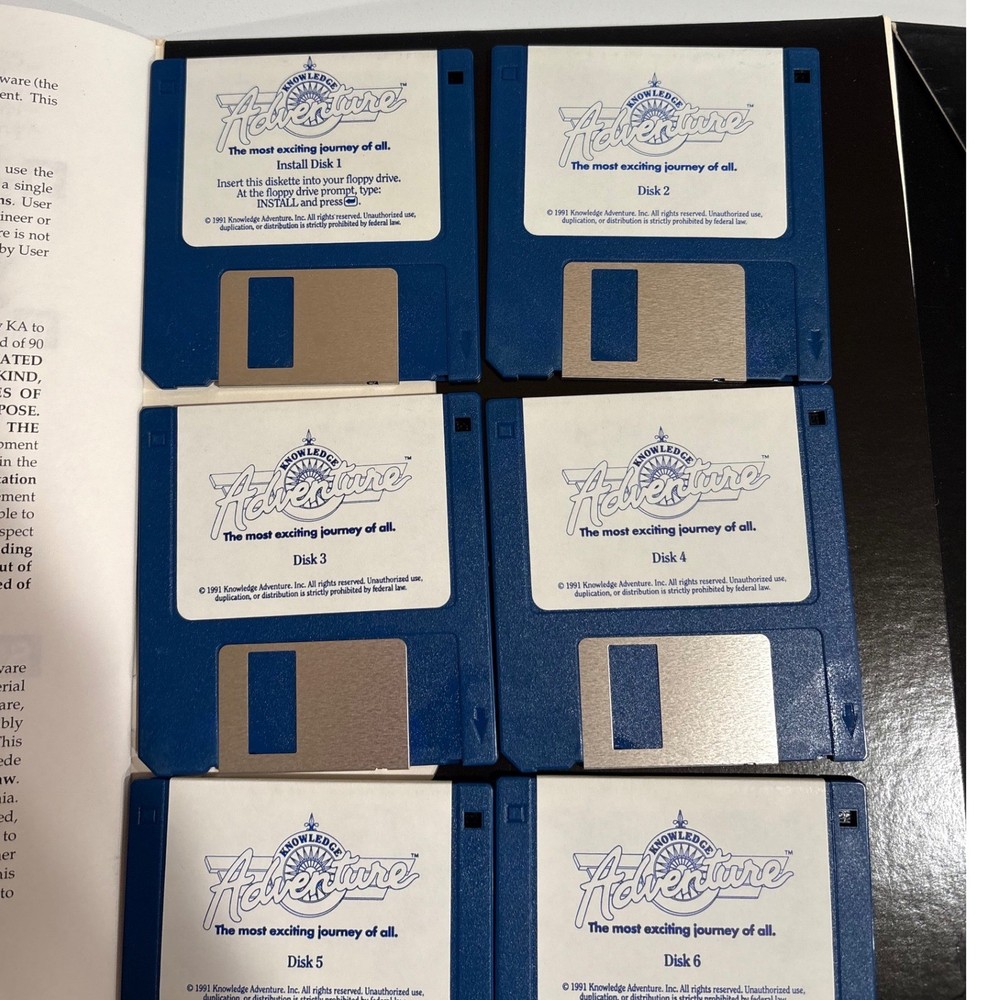 1990s Knowledge Adventure Educational Software CD ROM 8 Disks Vintage PC Game