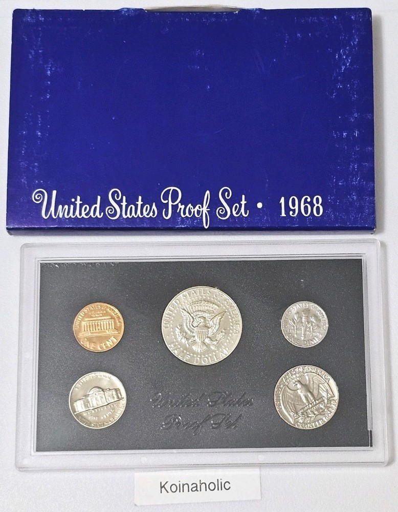 1968 Proof Set U.S. Mint OGP 40% Kennedy Half, Pulled From Storage, Fast Ship 🚢