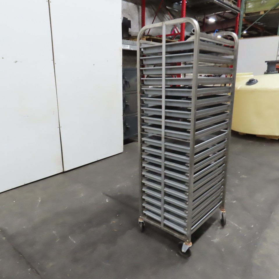 M & E Mfg. Stainless Steel Single End Load Nesting Baking Rack 20 Pan Capacity