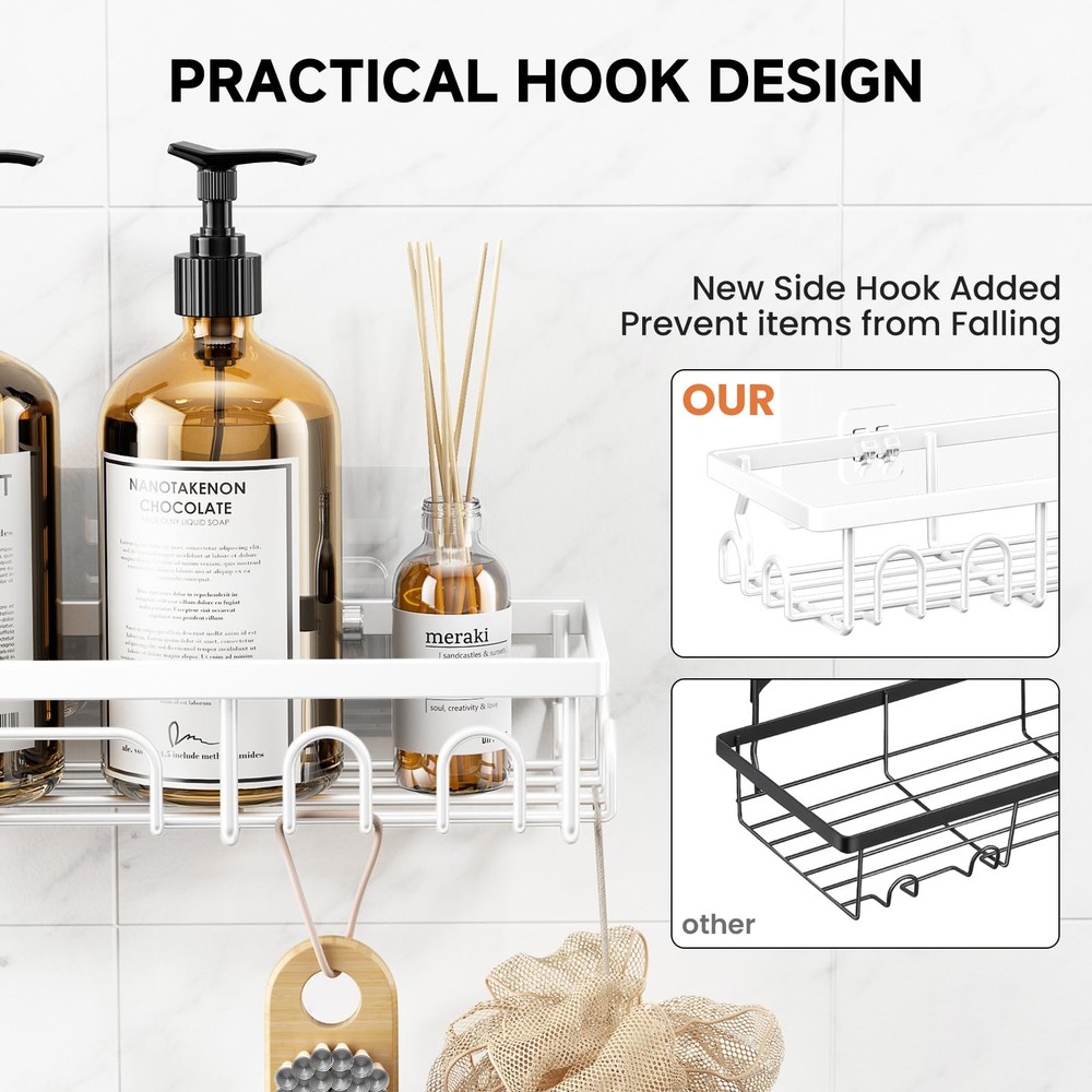 Shower Caddy, 5 Pack Shower Shelves for Inside Bathroom, Rustproof Adhesive B...