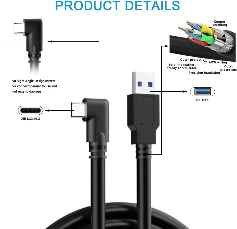 10FT Link Cable for Oculus Quest 3/Quest 2, High Speed Data Transfer Charging...