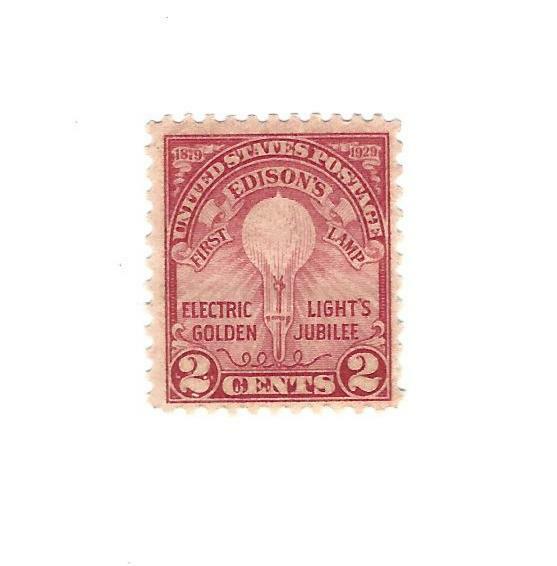 STAMPS US SCOTT 654 "Edison's First Lamp" 2 CENT 1929 MNG