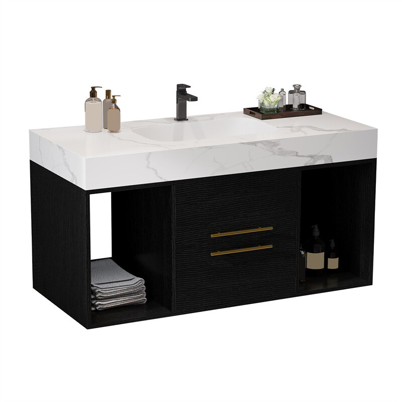Bathroom Vanity with Ceramic Sink &Drawers Wall Mounted Floating Bathroom Vanity