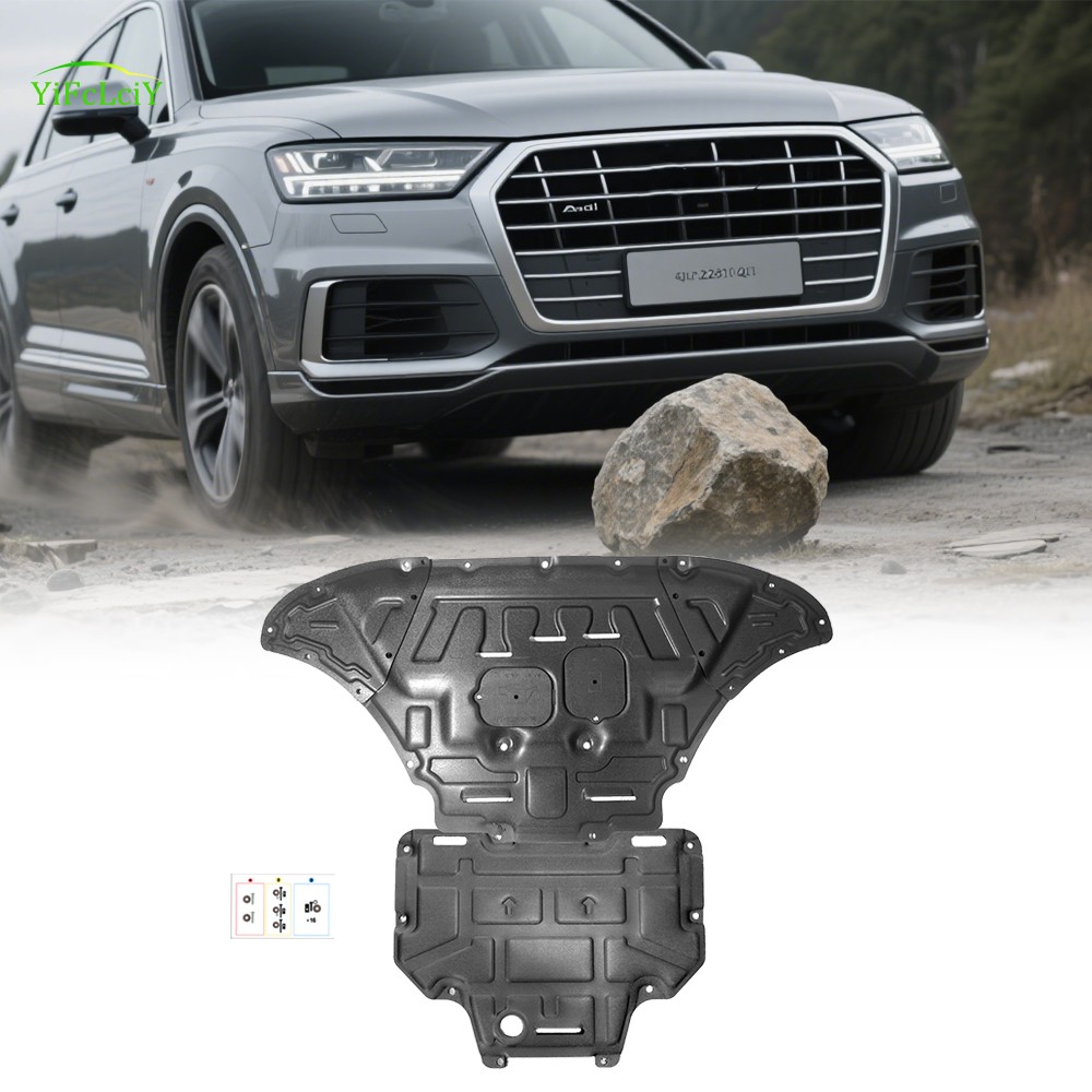 2Pcs Engine Splash Shield For Audi Q7 2017-2024 Heavy Skid Plate W/Service Hole