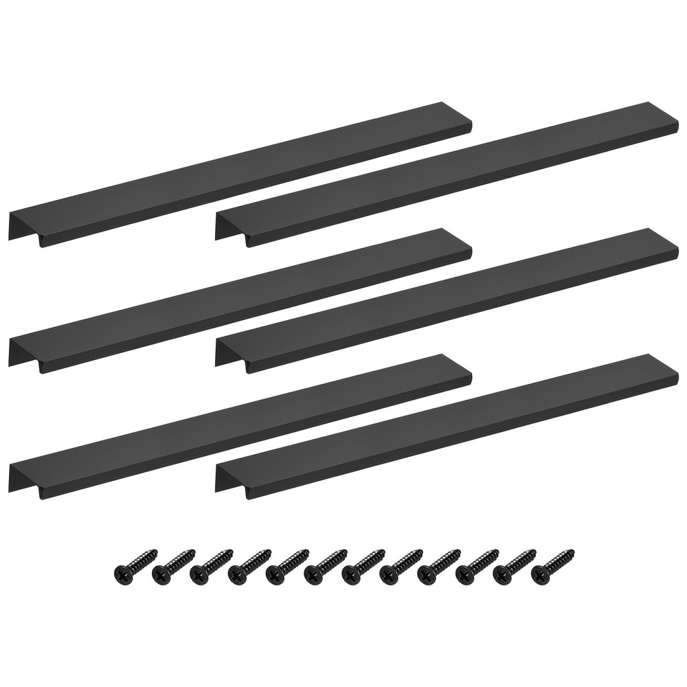 Cabinet Edge Finger Pull, 6pcs 300mm/11.81 Hidden Cabinet Pulls, Black