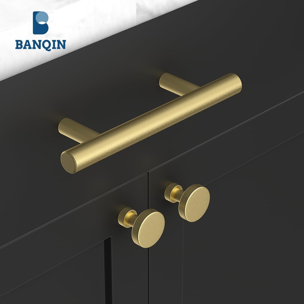 20 Pack Gold Cabinet Knobs and Pulls - Round Drawer Knobs, Brushed Brass for ...