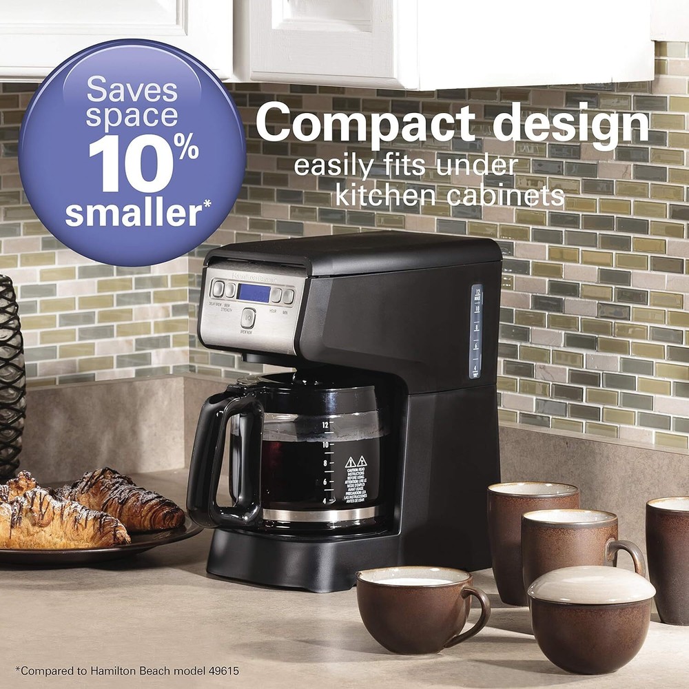 Cup Compact Programmable Drip Coffee Maker with No-Drip Burosilicate Glass