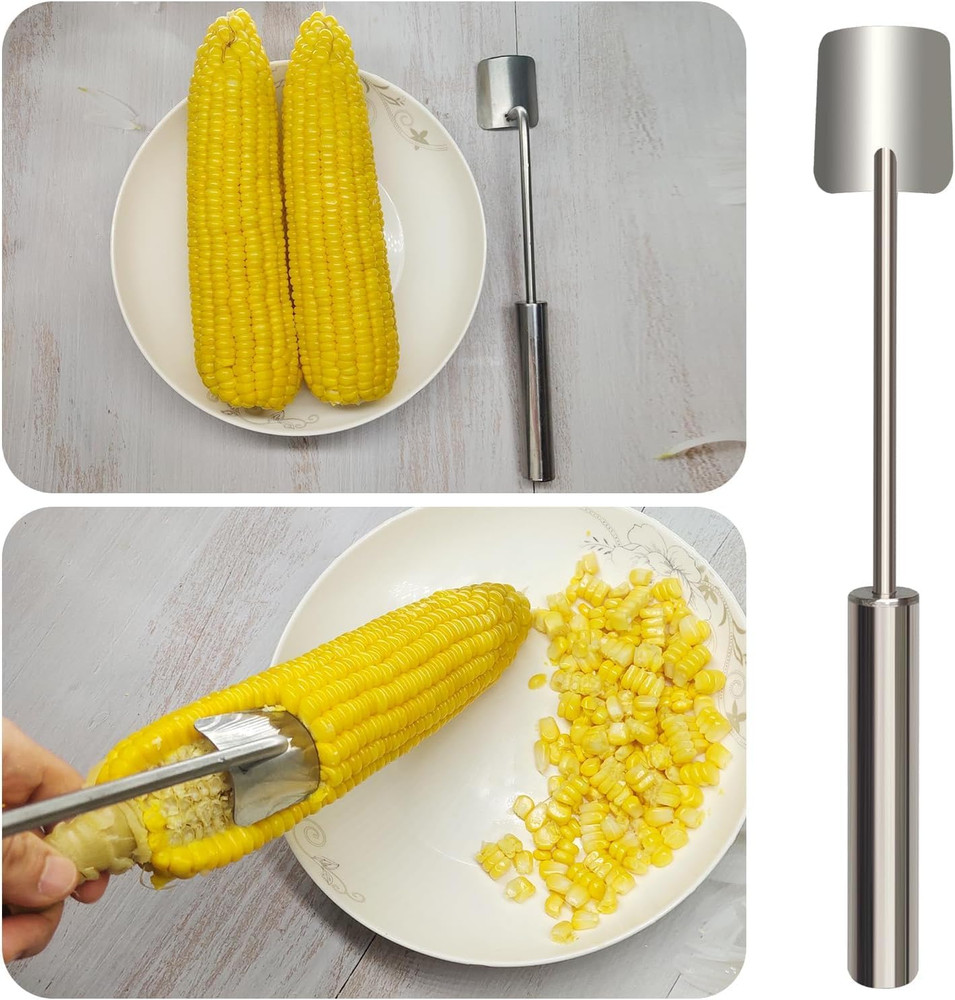 ，2025 NEW Long Handle Stainless Steel Corn Stripping Tool，Corn on the Cob Remove