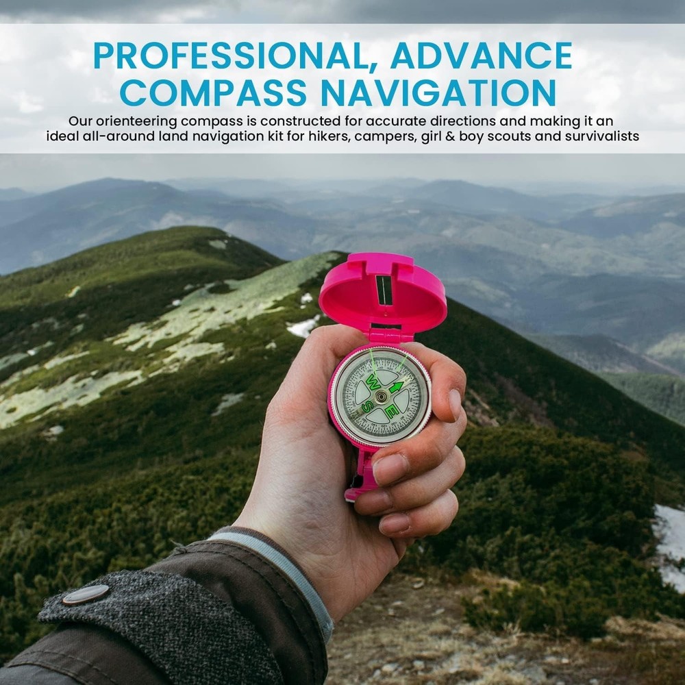 2-Pack Lensatic Compasses Hiking Backpacking Orienteering Compass Navigation ...