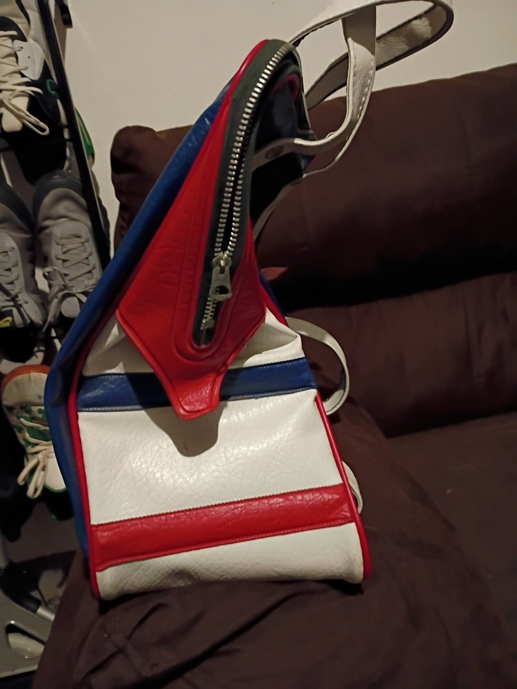vintage bowling bag red white blue