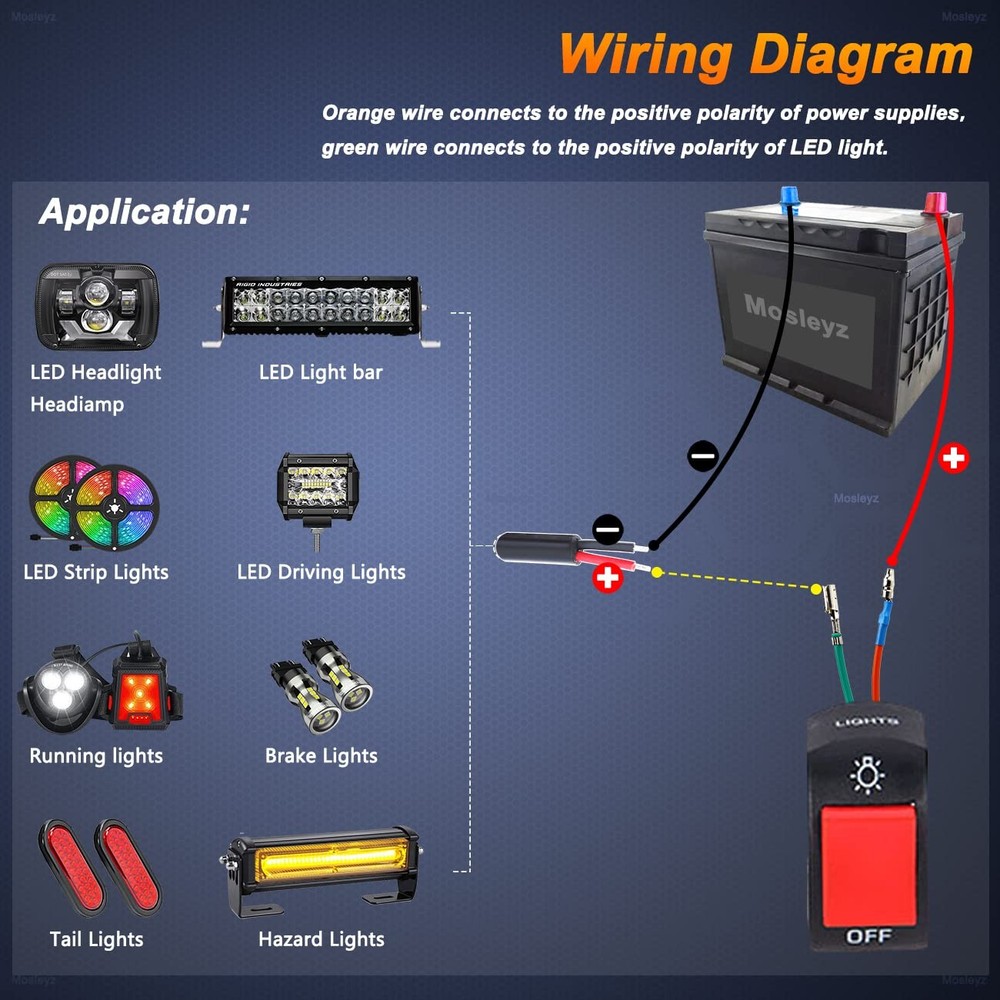 2 Pieces Motorcycle Light Switch Handlebar Toggle with 2 Pieces, Red