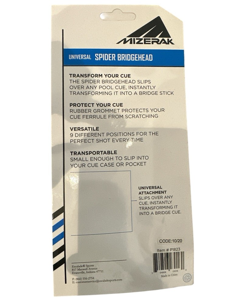 MINT MIZERAK Billiards Universal Spider Bridgehead Attachment Black NEW