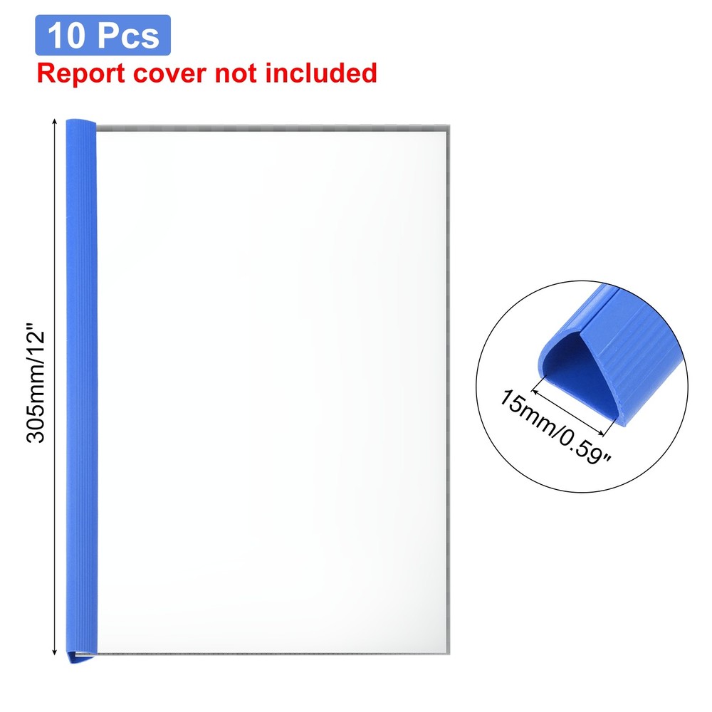 10Pcs Binding Bars, 15mm Binding Bars 120 Sheets Capacity, Blue