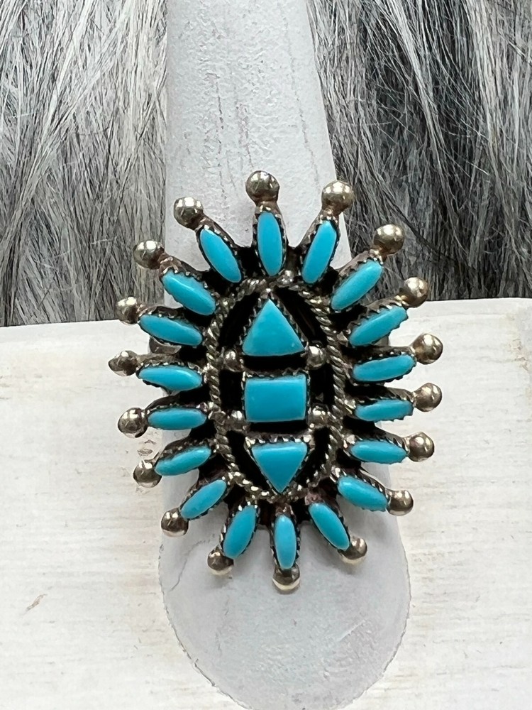 TURQUOISE ~ PETIT ~ STERLING SILVER ~ RING (8.50)