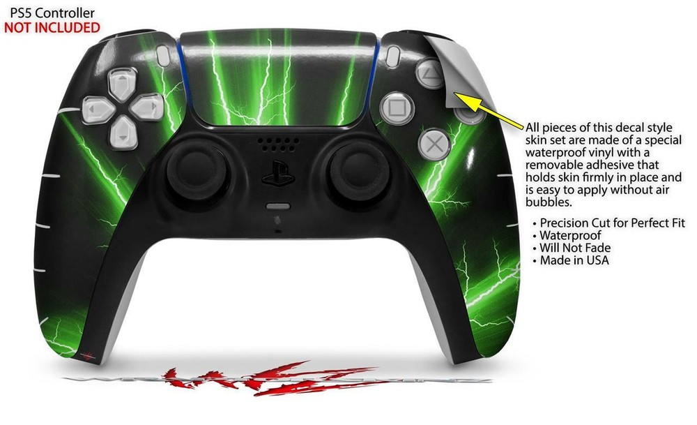Skin Sony PS5 Controller Lightning Green