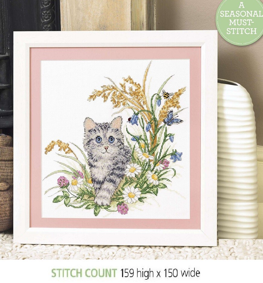 SUMMER KITTEN   CROSS STITCH  PATTERN ONLY    EQ - RWP
