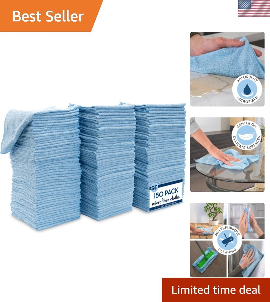 Machine Washable Microfiber Towels, 150 Pack - Sustainable Cleaning Essentials