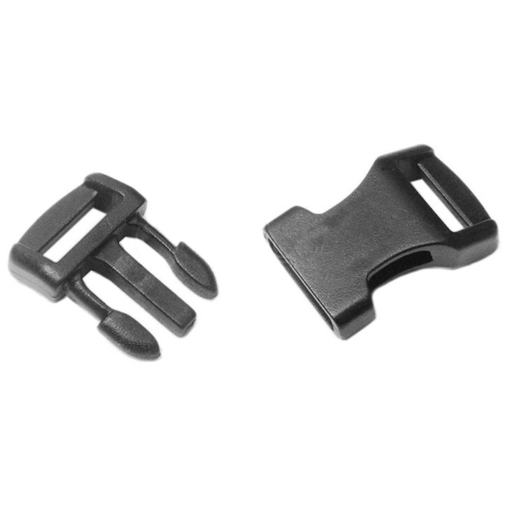 60 Pack Contoured Side Release Small Black Plastic Buckles for 1/2" Straps