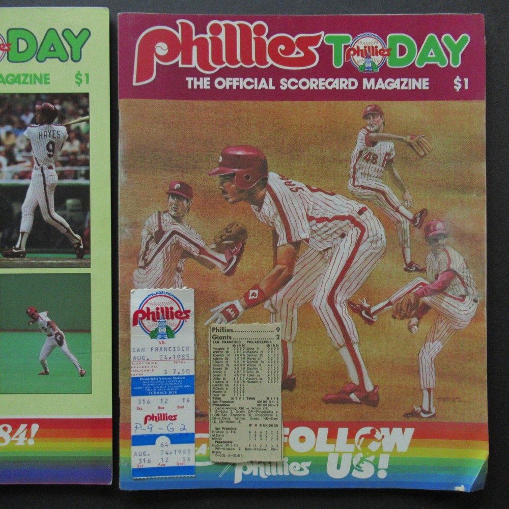 1984, 1985 Philadelphia Phillies Program & Ticket Lot, Mike Schmidt