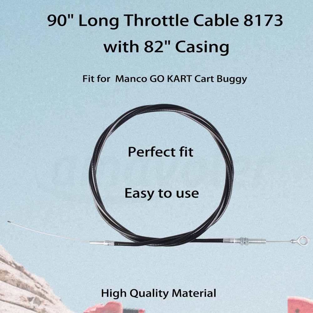 amavoler 90" Long Throttle Cable 8173 with 82" Casing Replacement for Black