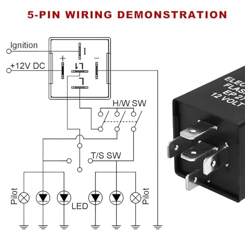 EP27 FL27 LED Electronic Flasher Relay, 5 Pin Hazard Warn LED Flasher 2 PCS