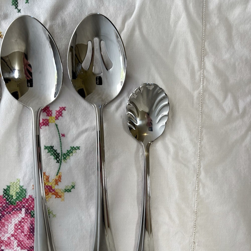 Reed & Barton BOULEVARD Stainless 5pc Hostess Serving Set - Ridges Glossy