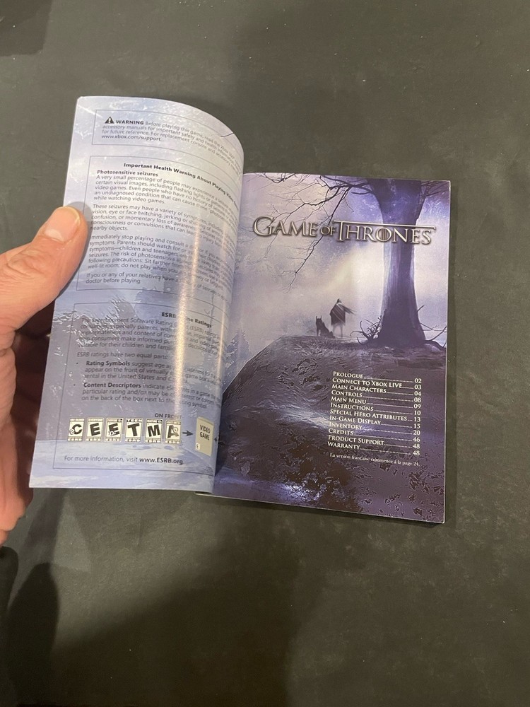 game of thrones xbox 360 Manual only