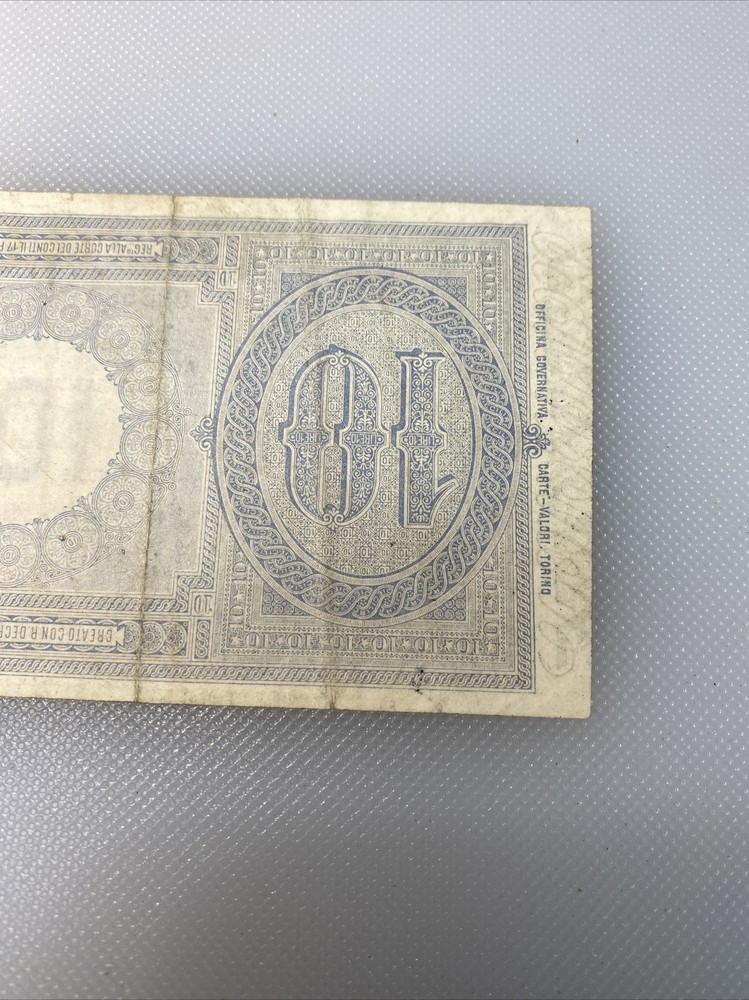1918 italy 10 lire high grade note