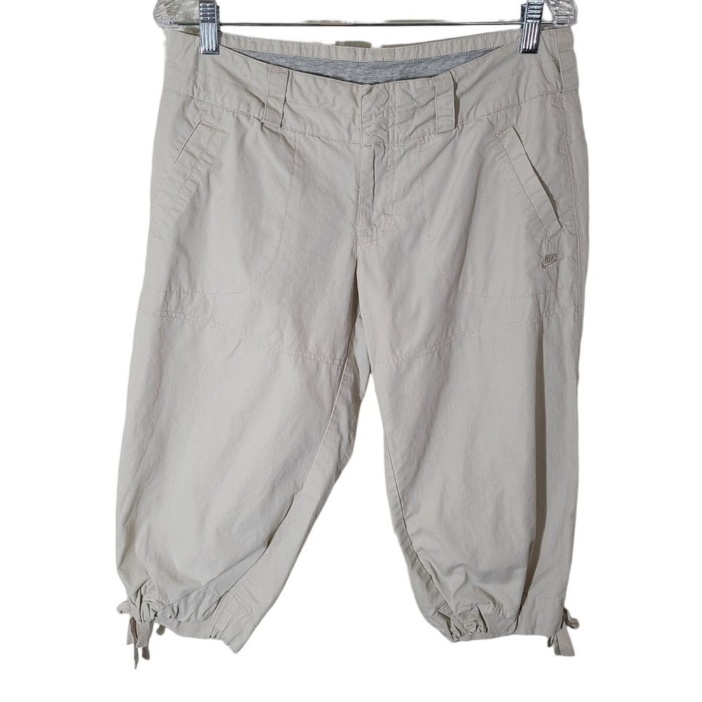 Nike Women's Size Medium light Khaki cropped drawstring jogger pants Y2K