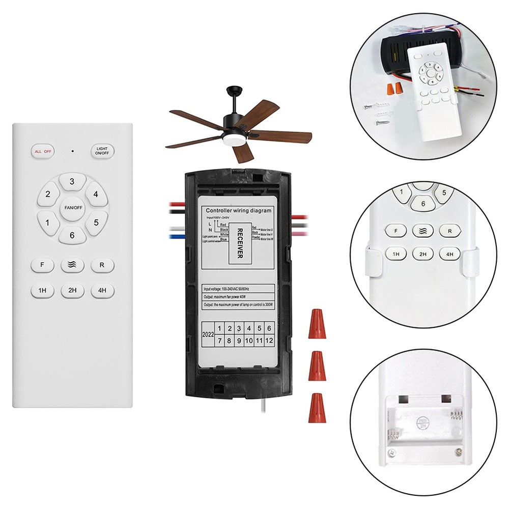 DC Output Ceiling Fan Receiver Kit With 6 Speed Remote Control Functionality 1PC