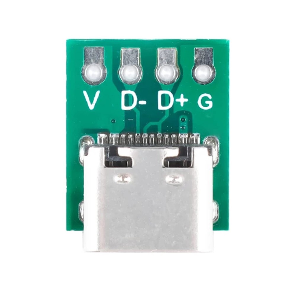 Teansic 10 Pcs USB Type C Connector Board DIY Type-c Connector, Green,Silver
