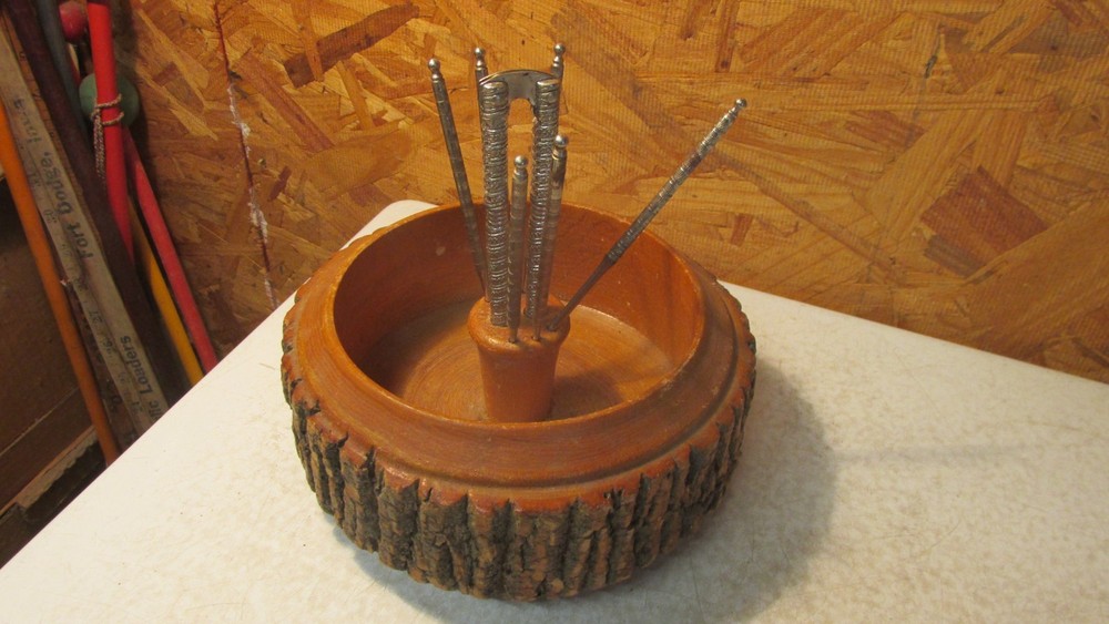 Vintage  Ellwood  Rusticware  Log Nut Bowl and Nutcracker  No. 10