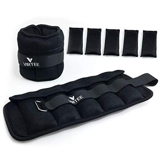 Adjustable Ankle Weights Set 4 6 8 10 LBS 5 lbs each ( 10-lb Pair ) - Black