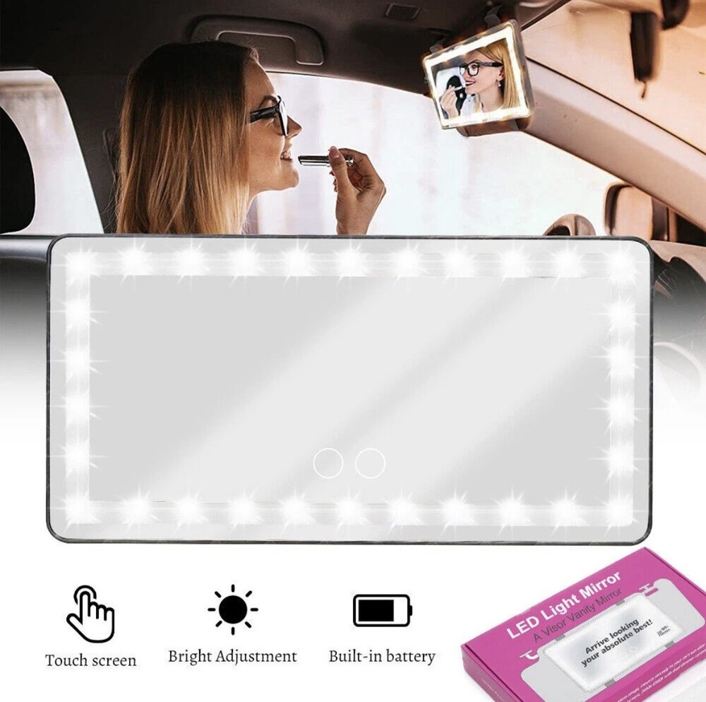 Car Visor Vanity Mirror with Lights,Rechargeable Adjustable LED Makeup Mirror
