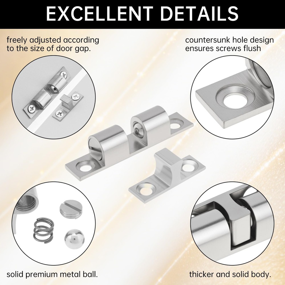 12 PCS 48mm Silver Solid Brass Double Ball Tension Roller Catch Latch