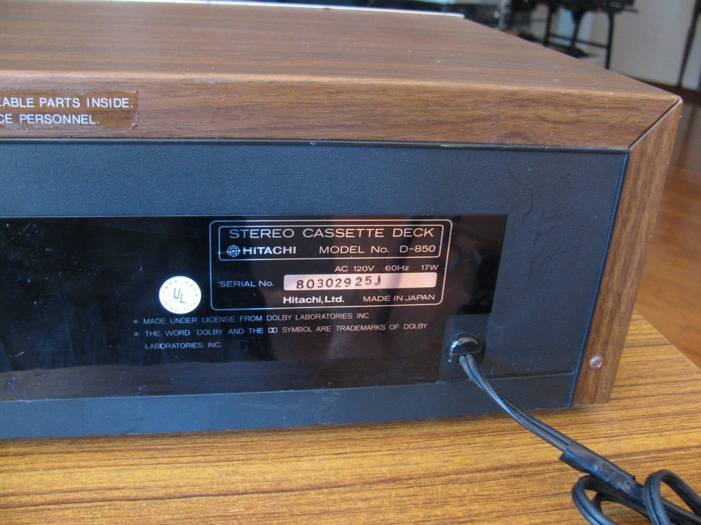 Hitachi D-850 3 Head Cassette Deck Recorder New Belts Partial Function Works