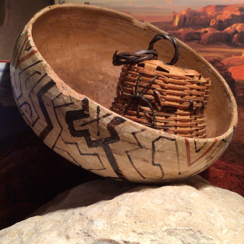 Peruvian Shipibo Handmade Painted Ceramic Bowl with Geometric Designs