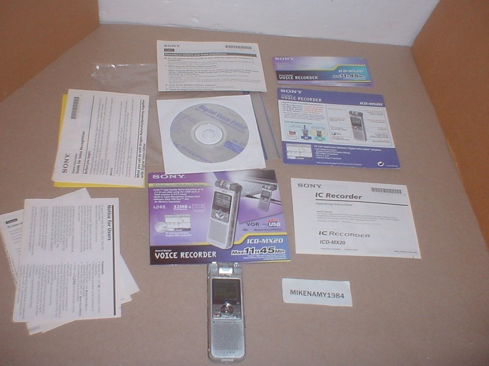 Sony Handheld Mini Digital Voice Editor Recorder 2 ICD-MX20