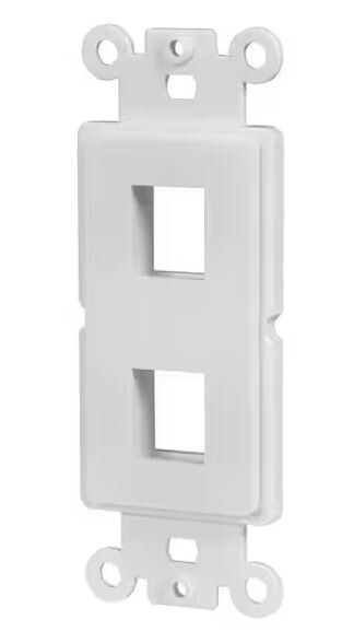 2-Port Decora Style Keystone Jack Wall Plate Insert Double Hole - White