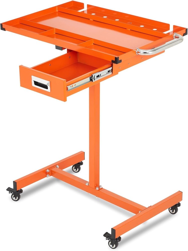 Locking Casters, Adjustable Height 35"-44.8" Rolling Steel with Workbench