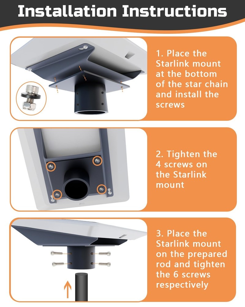 Starlink Flat High Performance Pipe Adapter, Beciety Mounting Adapter
